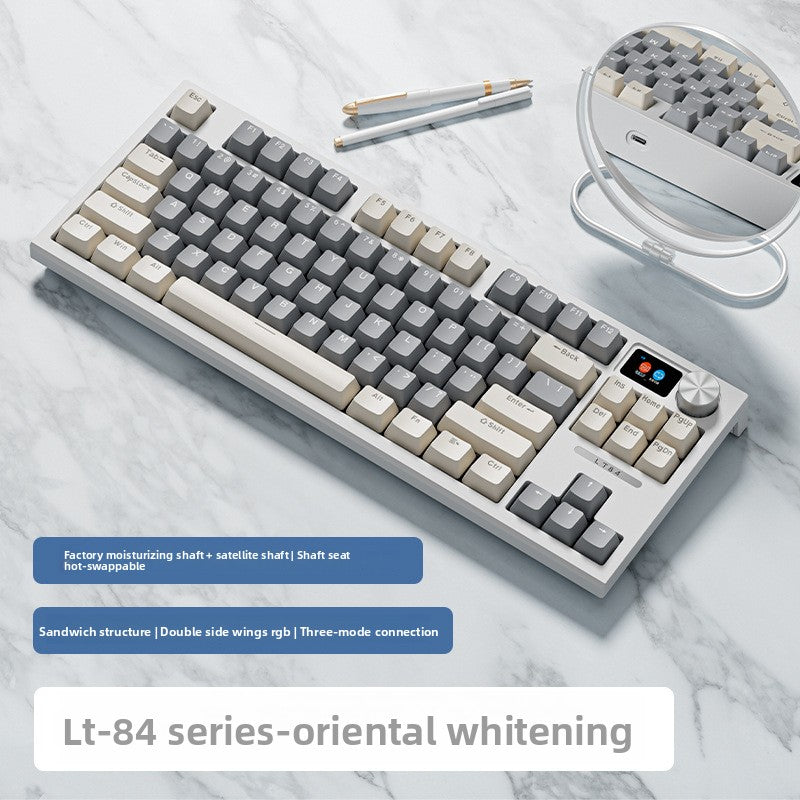 Langtu LT84 Three-Mode Hot-Swappable Wireless Bluetooth Mechanical Keyboard Custom Wired Blue Switch Gaming Keyboard - Anleila