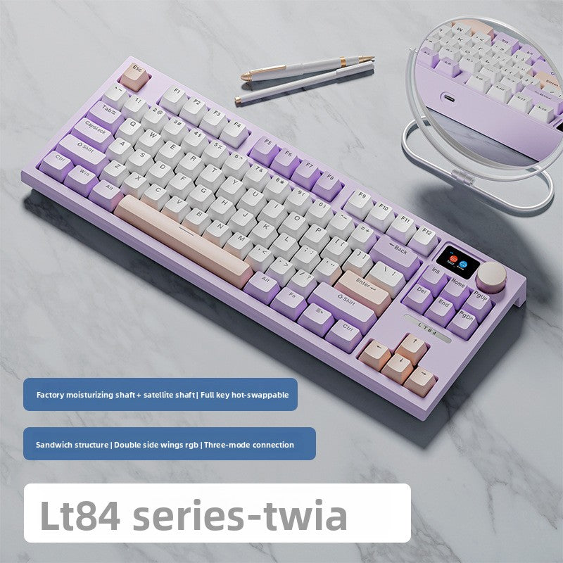 Langtu LT84 Three-Mode Hot-Swappable Wireless Bluetooth Mechanical Keyboard Custom Wired Blue Switch Gaming Keyboard - Anleila