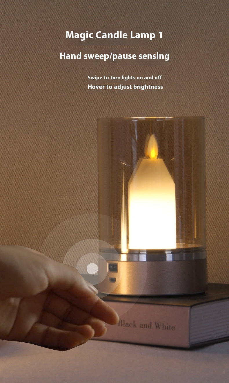 ✨ Magic Candle Lamp ✨ | Gesture & Touch Control | Flickering Flame Effect | 3000K Warm Light | 2400mAh Battery 🔋