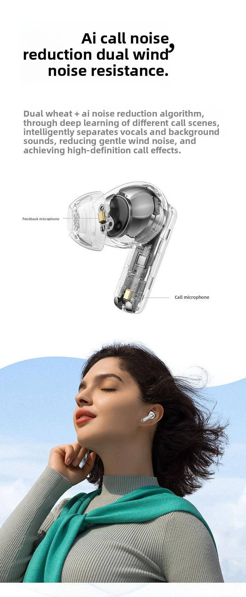Premium SKS 1 PRO Wireless Earbuds Hi-Fi Stereo Bluetooth 5.3 Quality Ultra-Long Battery Life Positioning Anti-Lost Call ANC Noise Reduction Wireless Headset - Anleila