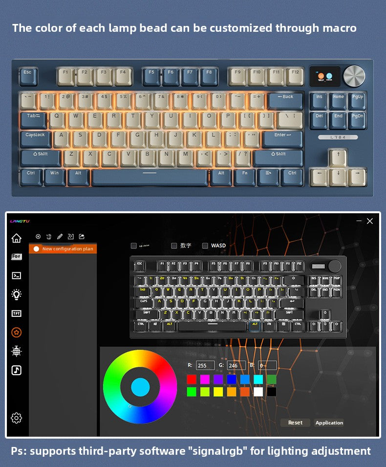 Langtu LT84 Three-Mode Hot-Swappable Wireless Bluetooth Mechanical Keyboard Custom Wired Blue Switch Gaming Keyboard - Anleila