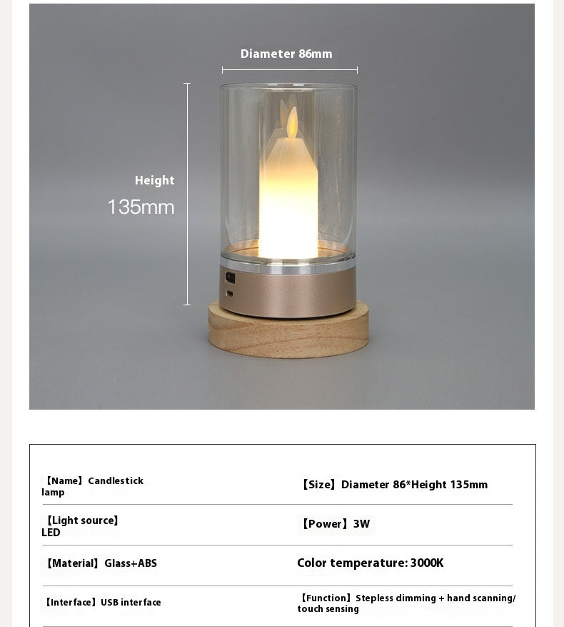 ✨ Magic Candle Lamp ✨ | Gesture & Touch Control | Flickering Flame Effect | 3000K Warm Light | 2400mAh Battery 🔋