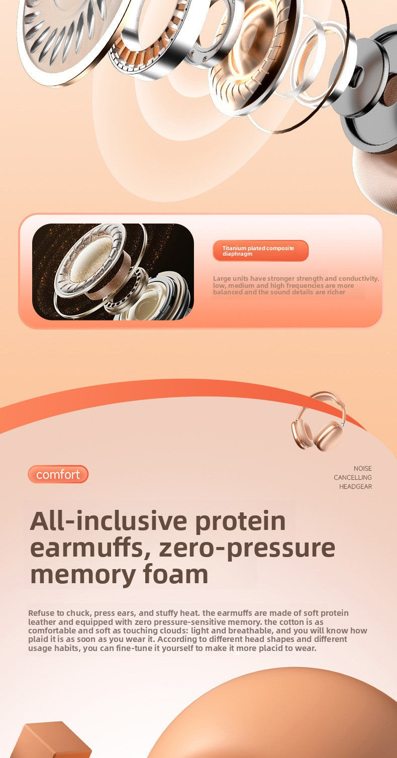 Bluetooth Headphones Ultra-Long Battery Life Call ANC Noise Cancelling Wireless Bluetooth Headphones For Apple, Android, HarmonyOS, Windows - Anleila