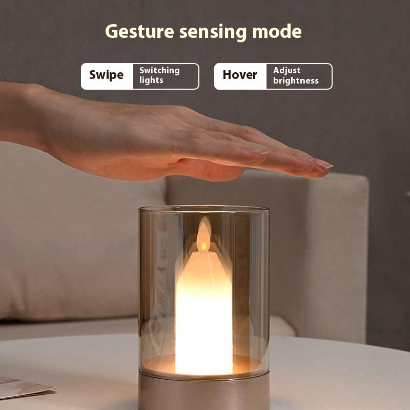 ✨ Magic Candle Lamp ✨ | Gesture & Touch Control | Flickering Flame Effect | 3000K Warm Light | 2400mAh Battery 🔋