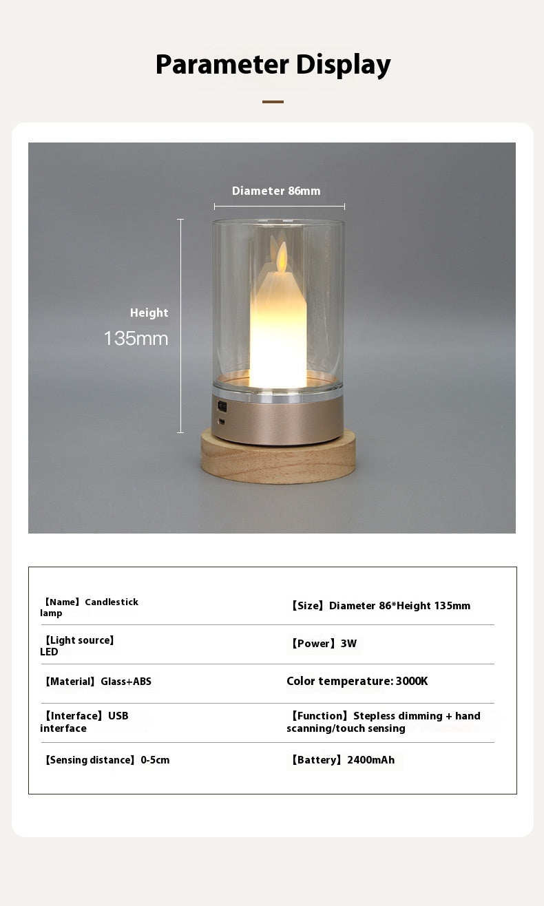 ✨ Magic Candle Lamp ✨ | Gesture & Touch Control | Flickering Flame Effect | 3000K Warm Light | 2400mAh Battery 🔋