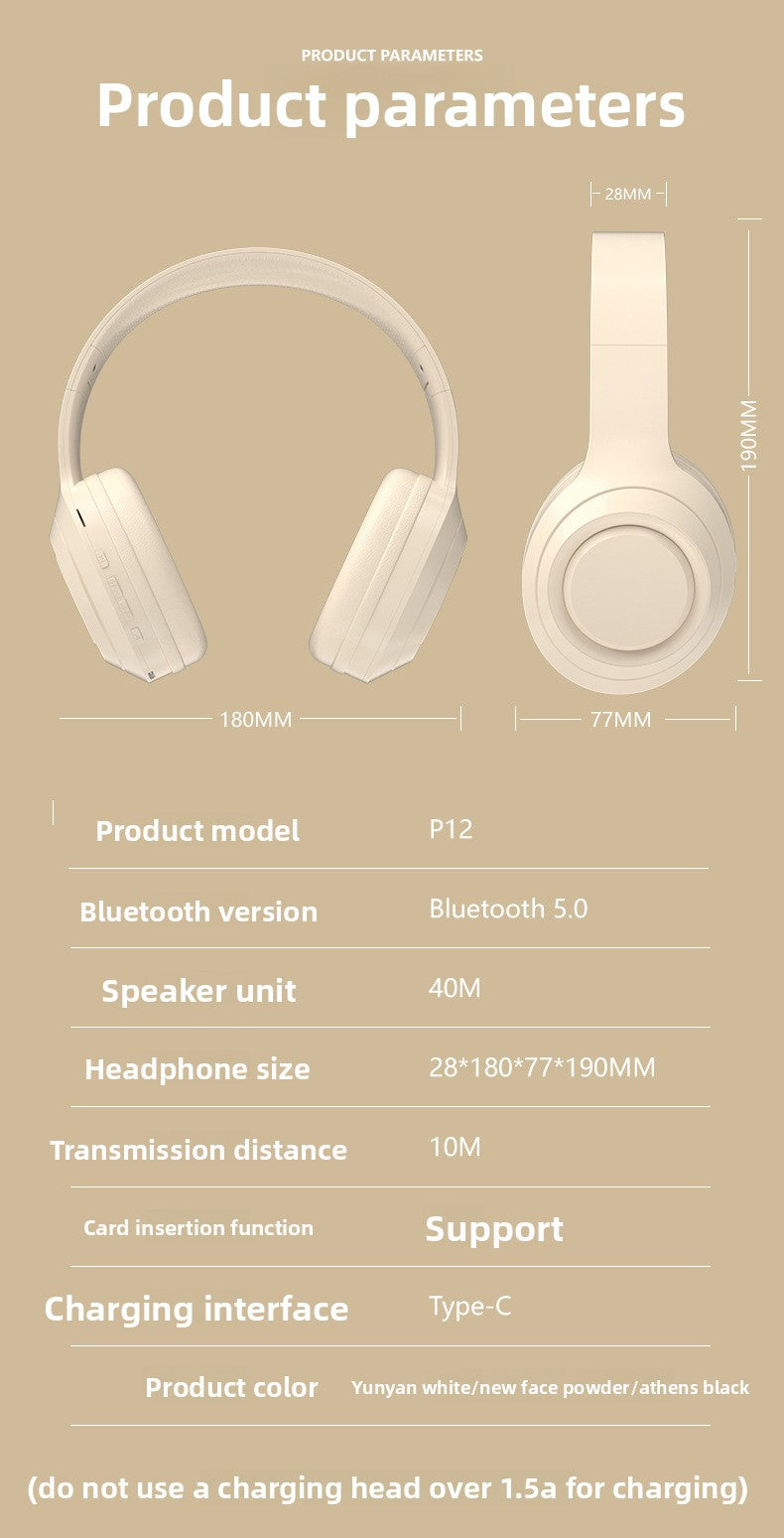 Preminum Bluetooth Headset Wireless Deep Bass HI-FI Super Long Noise Reduction Fodable Headset Colorful Headphone - Anleila
