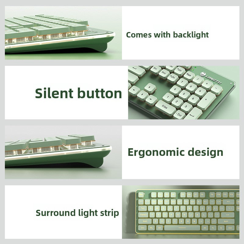 Langtu L1 Mechanical Feel Silent Wireless Keyboard Desktop Laptop Gaming Office Backlit Wired Keyboard - Anleila