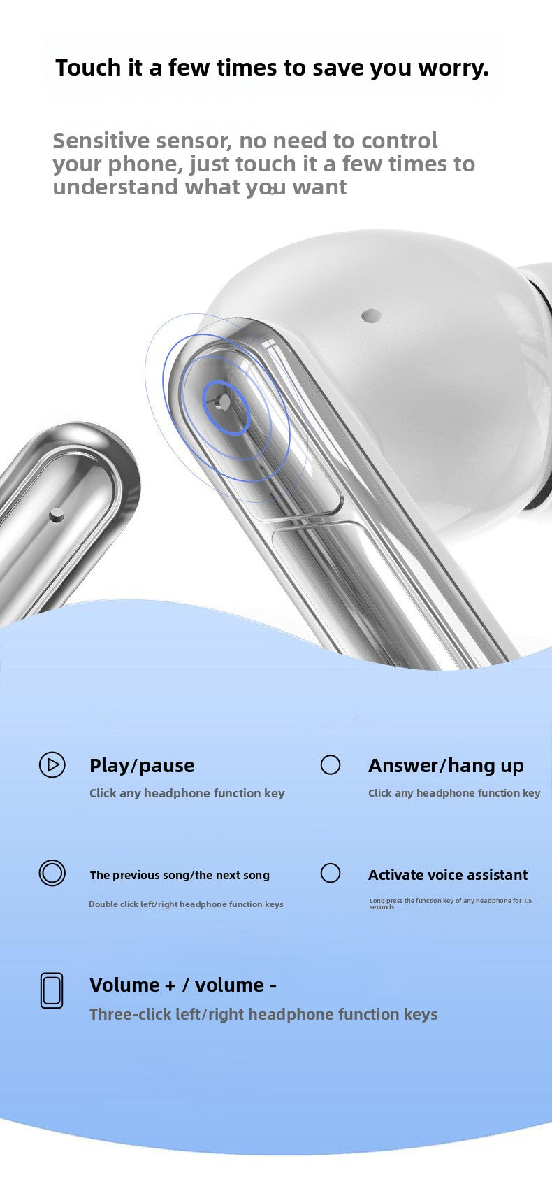 Premium SKS 1 PRO Wireless Earbuds Hi-Fi Stereo Bluetooth 5.3 Quality Ultra-Long Battery Life Positioning Anti-Lost Call ANC Noise Reduction Wireless Headset - Anleila