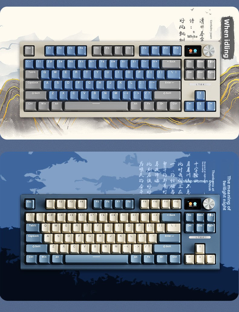 Langtu LT84 Three-Mode Hot-Swappable Wireless Bluetooth Mechanical Keyboard Custom Wired Blue Switch Gaming Keyboard - Anleila