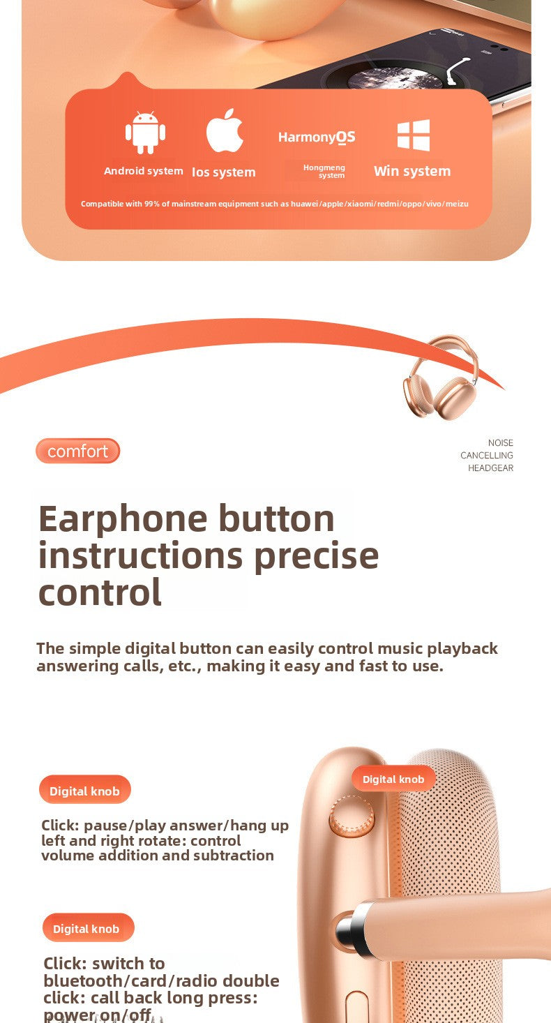 Bluetooth Headphones Ultra-Long Battery Life Call ANC Noise Cancelling Wireless Bluetooth Headphones For Apple, Android, HarmonyOS, Windows - Anleila