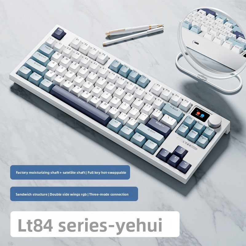 Langtu LT84 Three-Mode Hot-Swappable Wireless Bluetooth Mechanical Keyboard Custom Wired Blue Switch Gaming Keyboard - Anleila