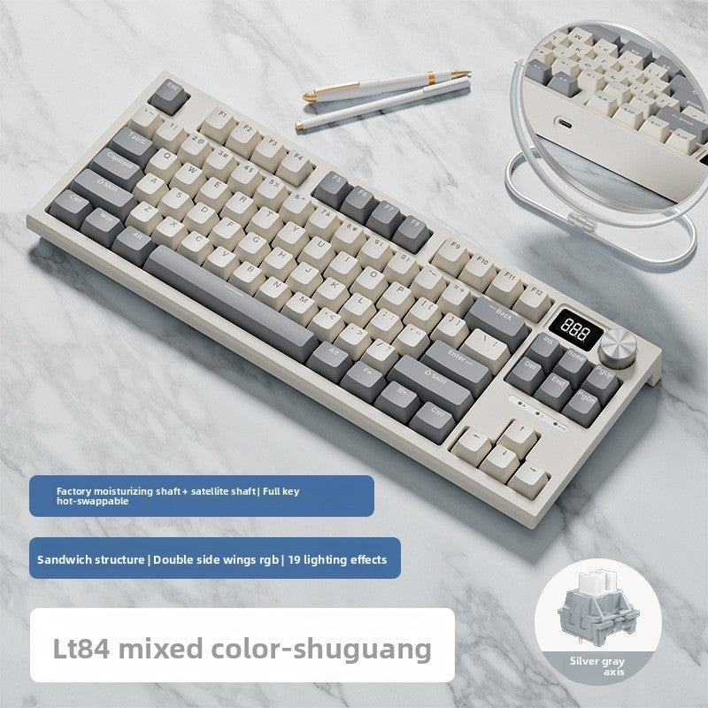 Langtu LT84 Three-Mode Hot-Swappable Wireless Bluetooth Mechanical Keyboard Custom Wired Blue Switch Gaming Keyboard - Anleila