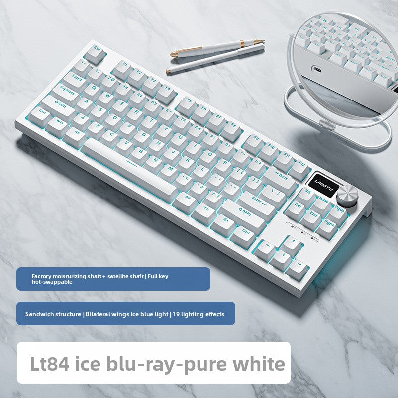 Langtu LT84 Three-Mode Hot-Swappable Wireless Bluetooth Mechanical Keyboard Custom Wired Blue Switch Gaming Keyboard - Anleila