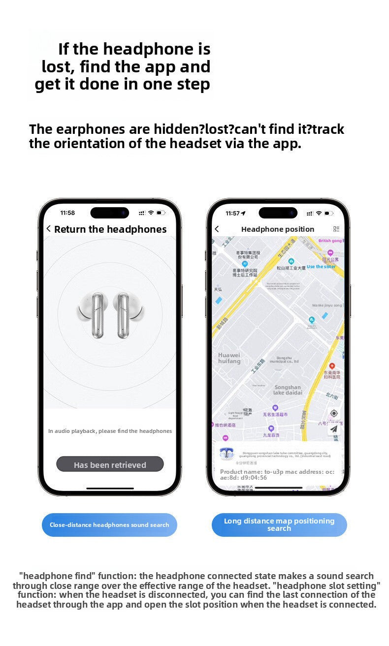 Premium SKS 1 PRO Wireless Earbuds Hi-Fi Stereo Bluetooth 5.3 Quality Ultra-Long Battery Life Positioning Anti-Lost Call ANC Noise Reduction Wireless Headset - Anleila