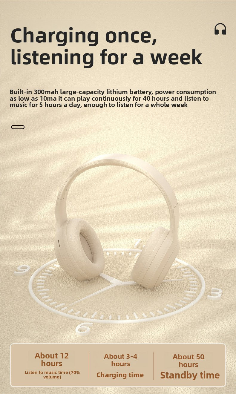 Preminum Bluetooth Headset Wireless Deep Bass HI-FI Super Long Noise Reduction Fodable Headset Colorful Headphone - Anleila