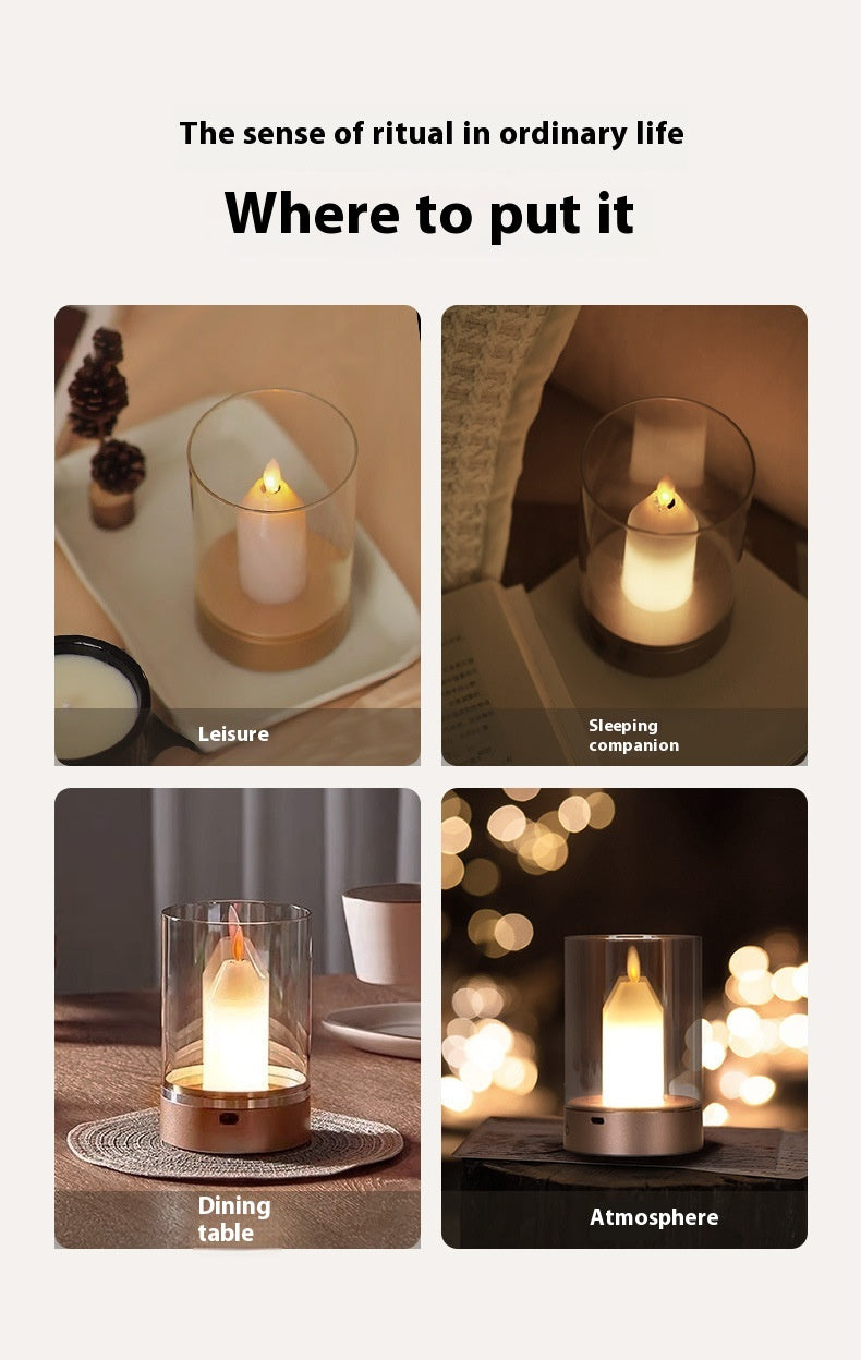 ✨ Magic Candle Lamp ✨ | Gesture & Touch Control | Flickering Flame Effect | 3000K Warm Light | 2400mAh Battery 🔋