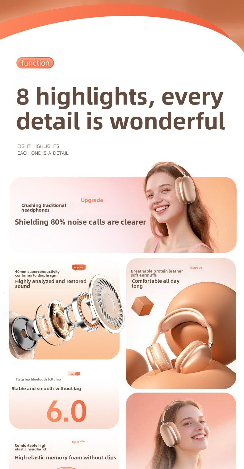 Bluetooth Headphones Ultra-Long Battery Life Call ANC Noise Cancelling Wireless Bluetooth Headphones For Apple, Android, HarmonyOS, Windows - Anleila