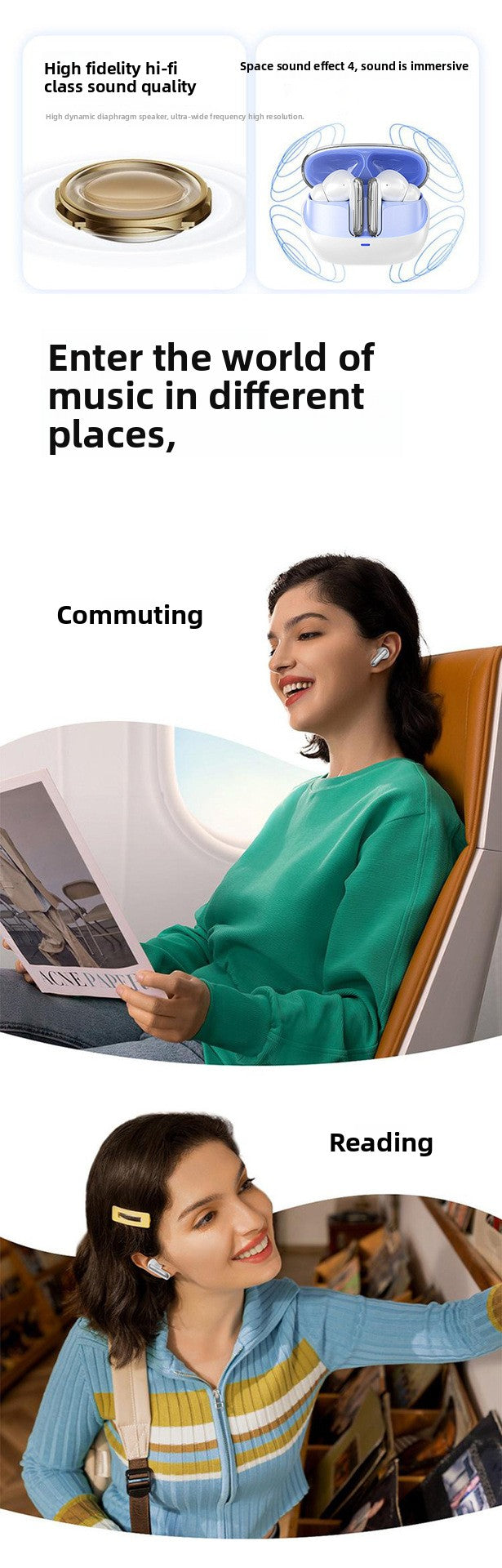 Premium SKS 1 PRO Wireless Earbuds Hi-Fi Stereo Bluetooth 5.3 Quality Ultra-Long Battery Life Positioning Anti-Lost Call ANC Noise Reduction Wireless Headset - Anleila