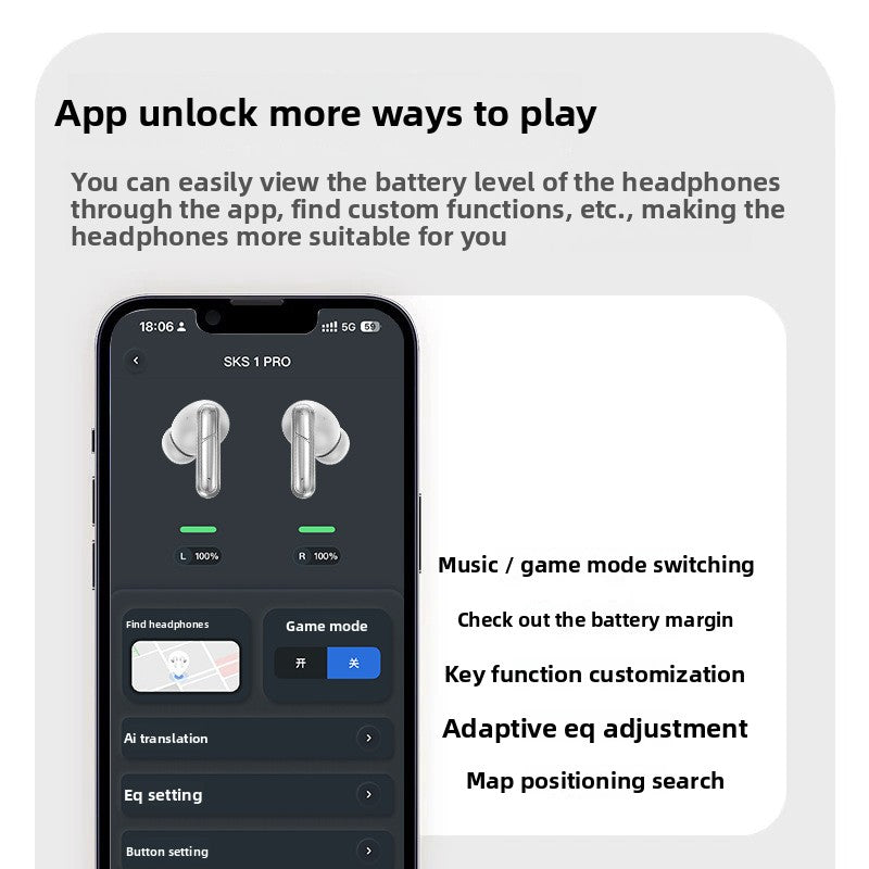 Premium SKS 1 PRO Wireless Earbuds Hi-Fi Stereo Bluetooth 5.3 Quality Ultra-Long Battery Life Positioning Anti-Lost Call ANC Noise Reduction Wireless Headset - Anleila