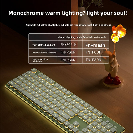 Langtu L1 Mechanical Feel Silent Wireless Keyboard Desktop Laptop Gaming Office Backlit Wired Keyboard - Anleila